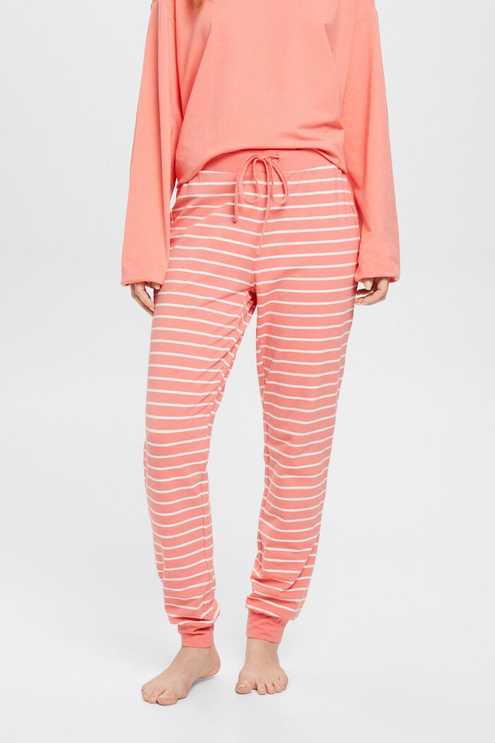 Striped jersey trousers, CORAL, detail image number 0