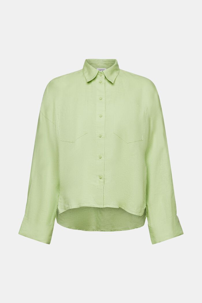 Cotton-Linen Shirt Blouse, LIGHT GREEN, detail image number 7