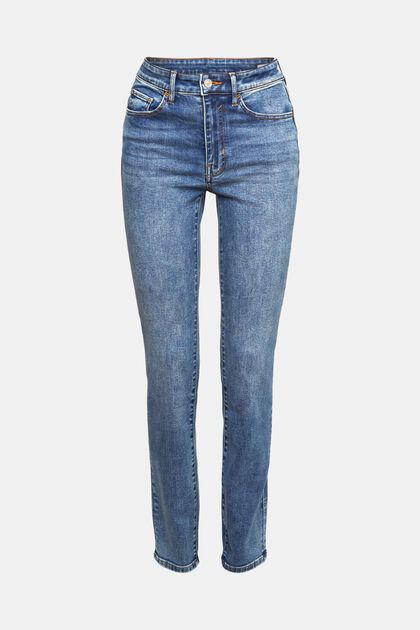 High rise skinny jeans with stonewashed effect