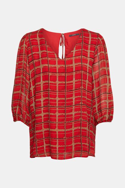 Patterned blouse, LENZING™ ECOVERO™, RED, overview
