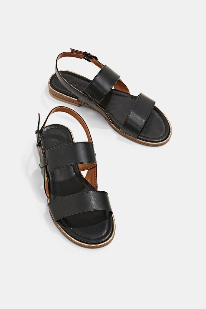 Sandals with wide straps, BLACK, detail image number 6
