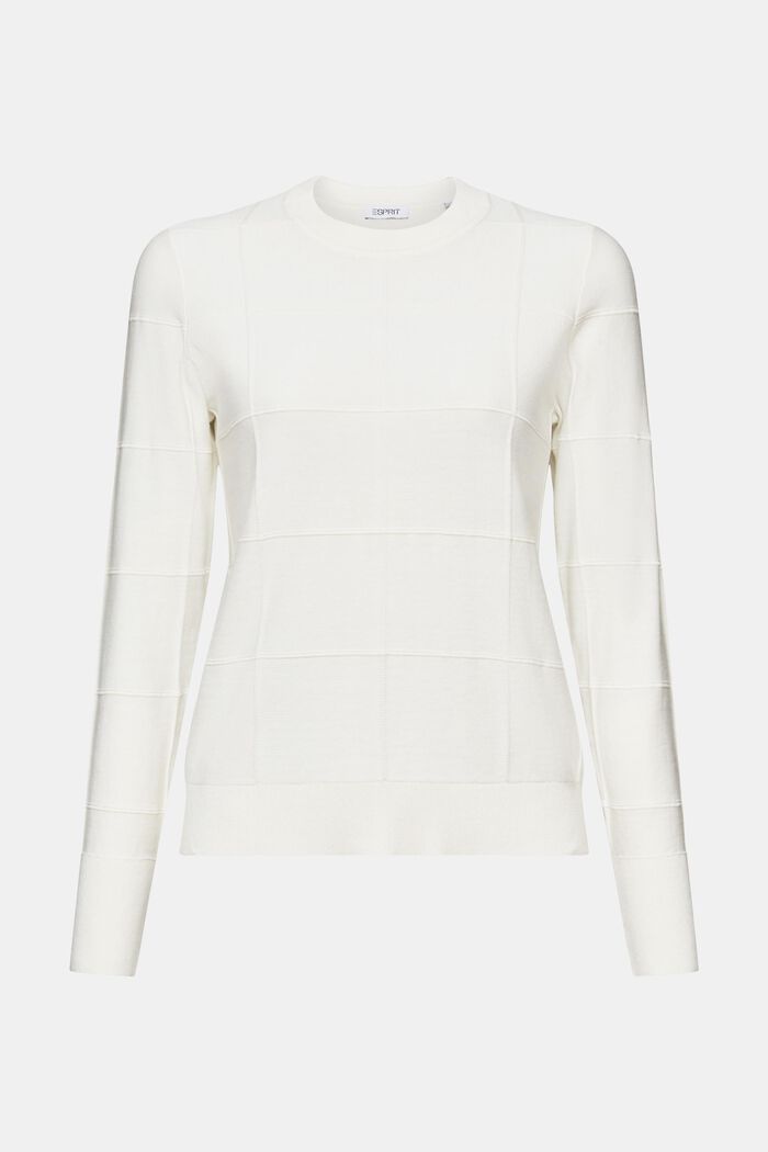 Textured Tonal Grid Sweater, OFF WHITE, detail image number 6