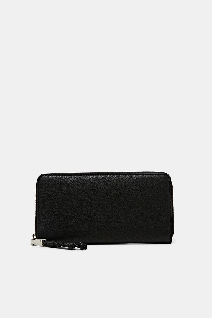 Large leather zip around purse, BLACK, detail image number 0