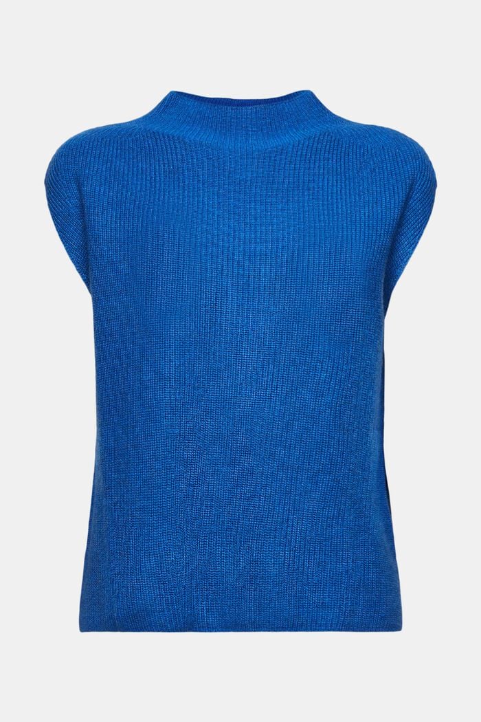 Wool Blend Rib-Knit Vest, BRIGHT BLUE, detail image number 6