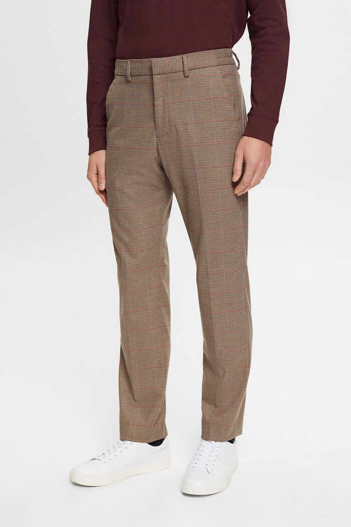 Dogtooth checked trousers, CAMEL, detail image number 0