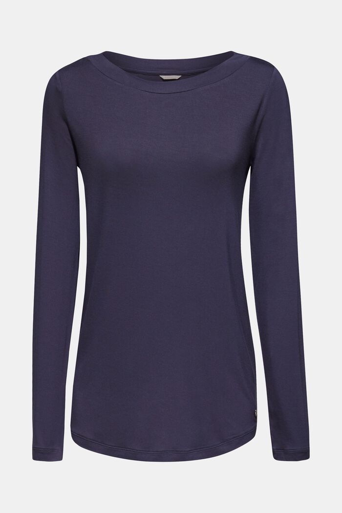 NAVY mix + match stretch long sleeve top, NAVY, overview