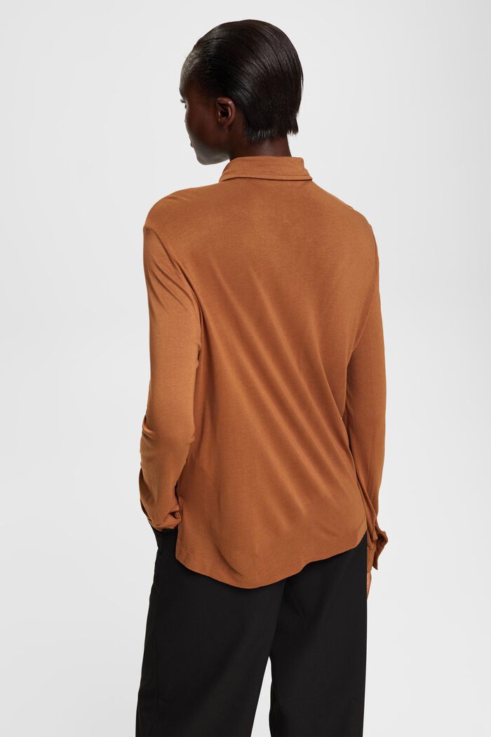 Jersey blouse, LENZING™ ECOVERO™, CARAMEL, detail image number 3