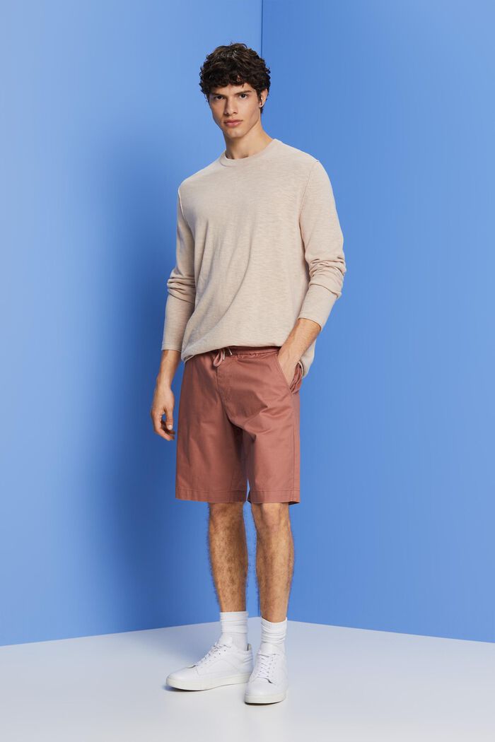 Crewneck jumper, cotton-linen blend, LIGHT BEIGE, detail image number 1