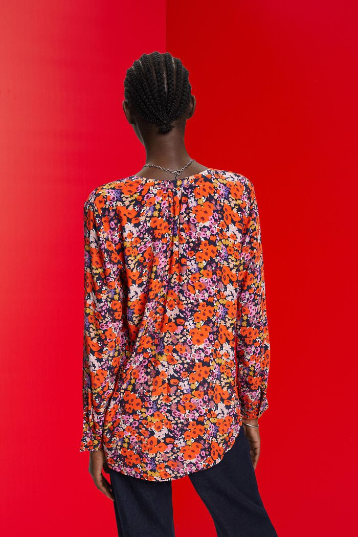 Floral V-neck blouse, NEW NAVY, detail image number 3