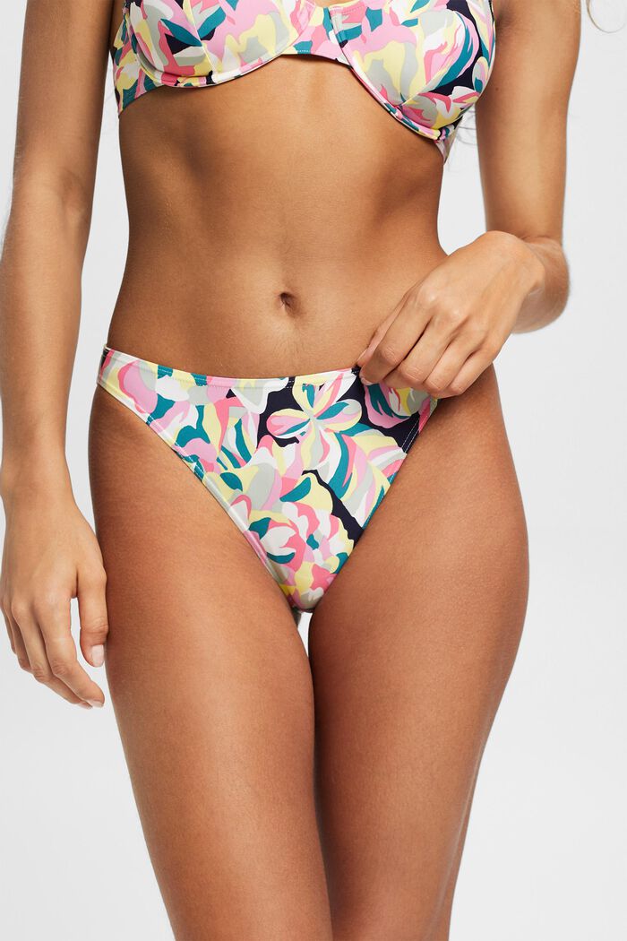 Carilo beach bikini bottoms with floral print, NAVY, detail image number 1