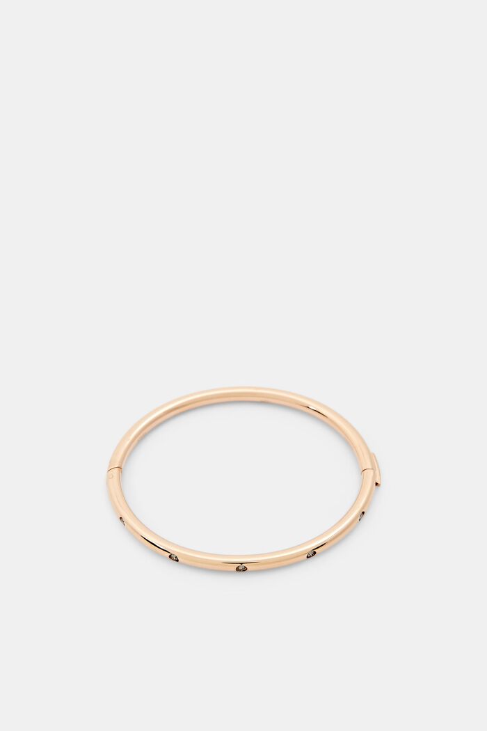 Stainless steel bangle with zirconia in rose gold