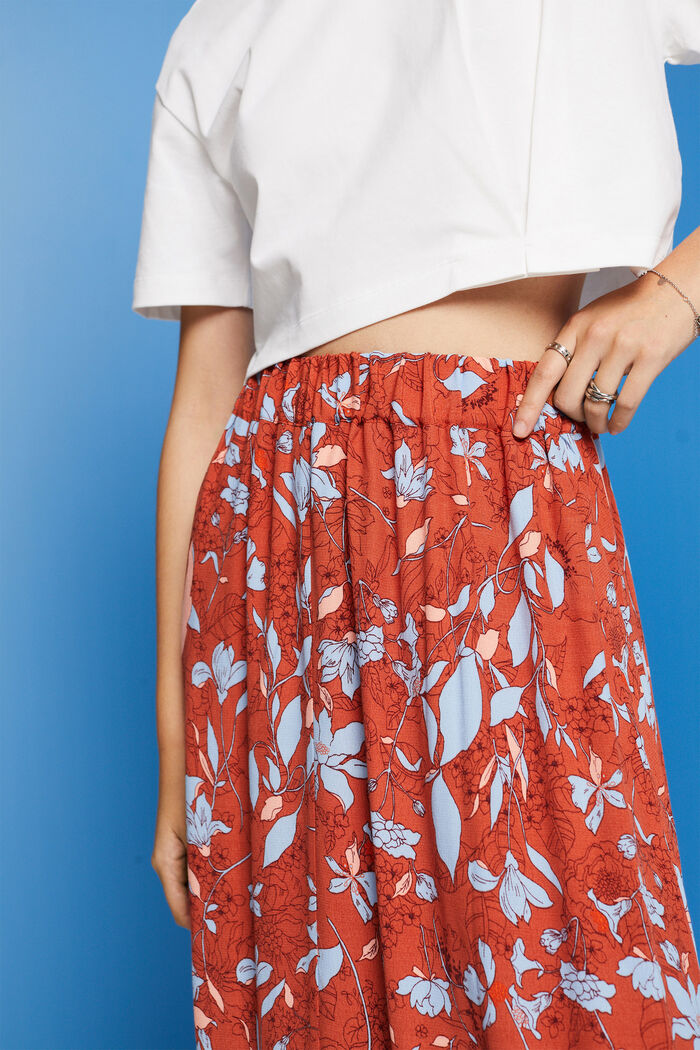 Midi skirt with flounced hem, CORAL ORANGE, detail image number 2