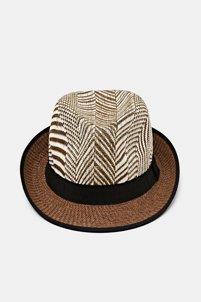 Patterned Trilby Hat, DARK BROWN, detail image number 0