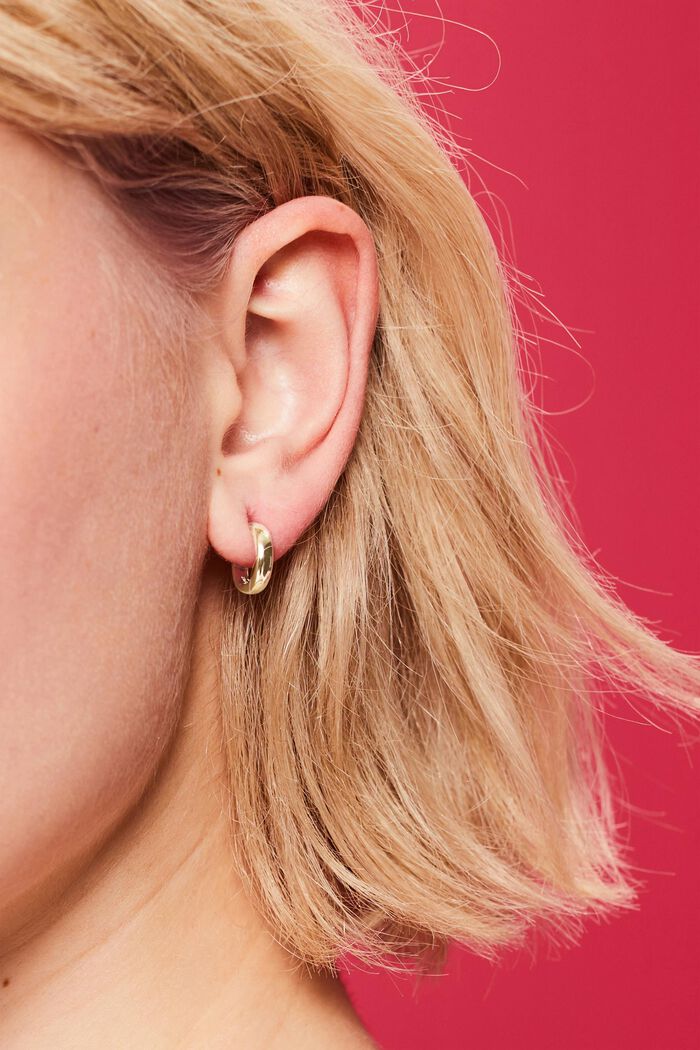 ESPRIT - Gold-Tone Sterling Silver Huggie Hoop Earrings at our online shop