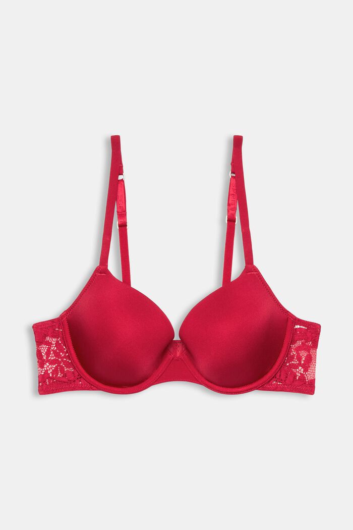 Padded underwire bra with lace, PINK FUCHSIA, detail image number 4