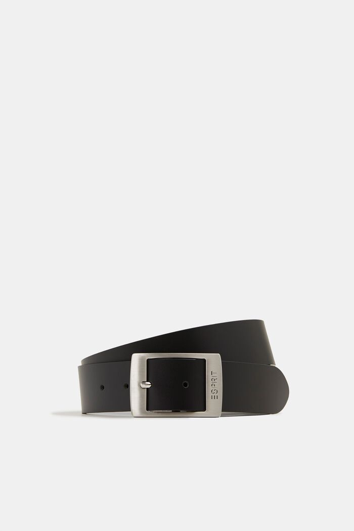 Wide leather belt, BLACK, detail image number 0