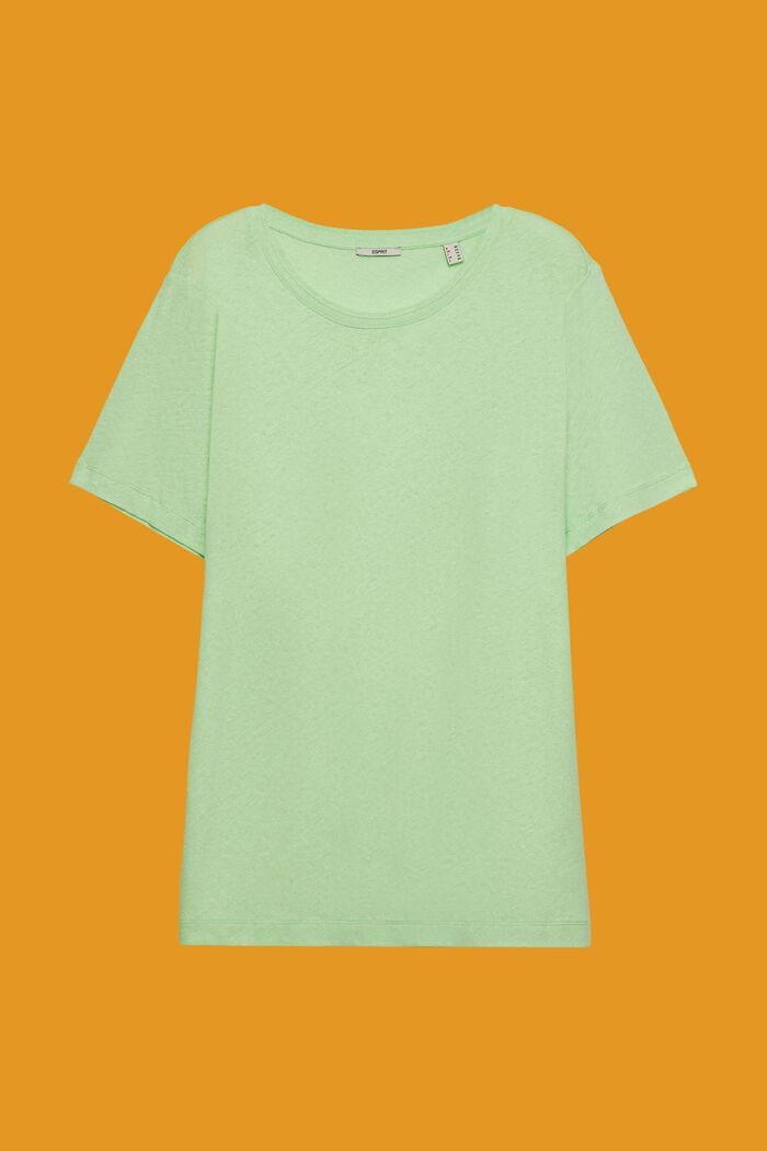 CURVY Cotton-linen blended t-shirt, CITRUS GREEN, detail image number 2