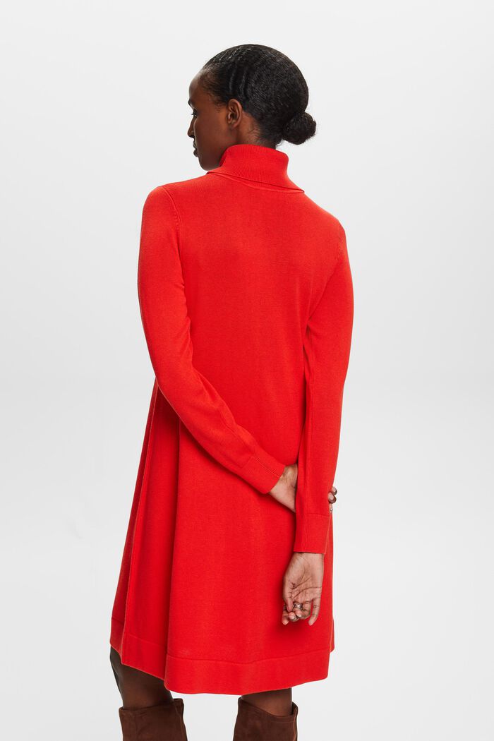 Turtleneck Knit Mini Dress, RED, detail image number 4