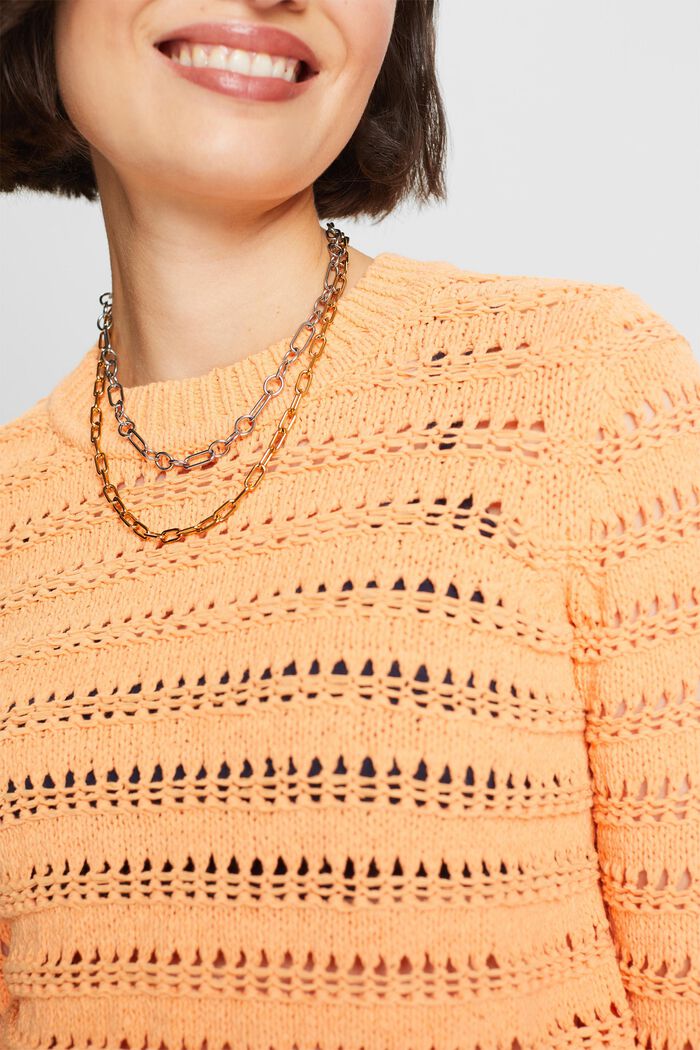 Open-Knit Sweater, PASTEL ORANGE, detail image number 3
