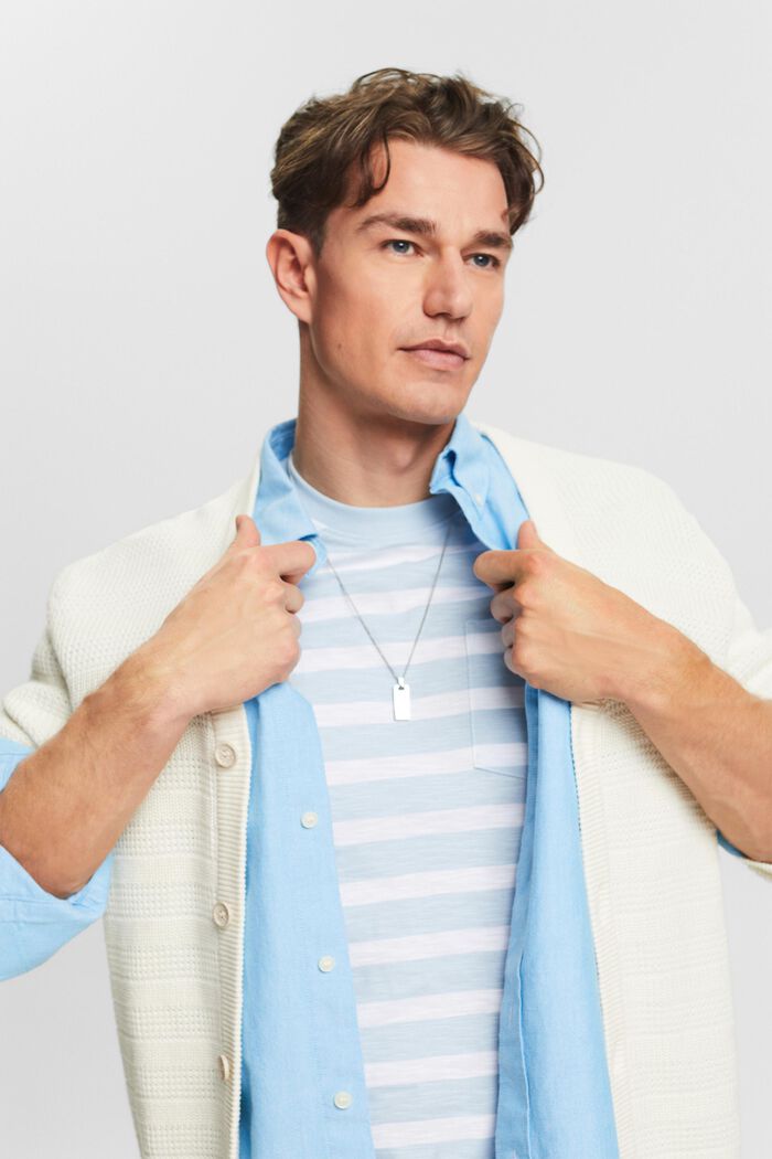 Striped Cotton Jersey T-Shirt, LIGHT BLUE, detail image number 4