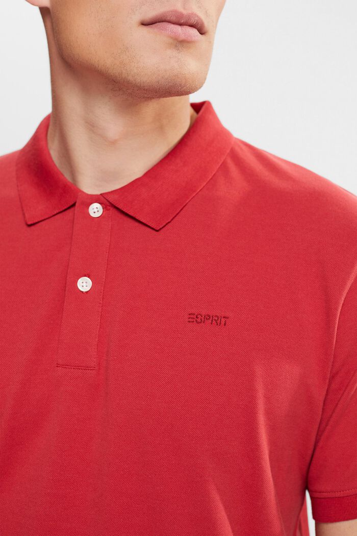 Cotton piqué polo shirt, BERRY RED, detail image number 0