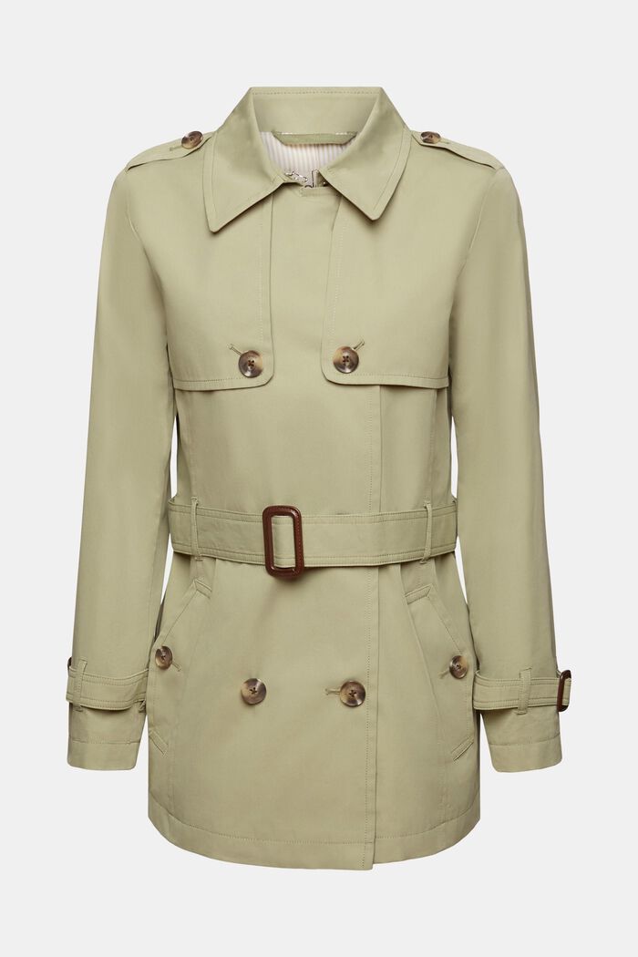 Short trench coat with belt, LIGHT KHAKI, detail image number 5