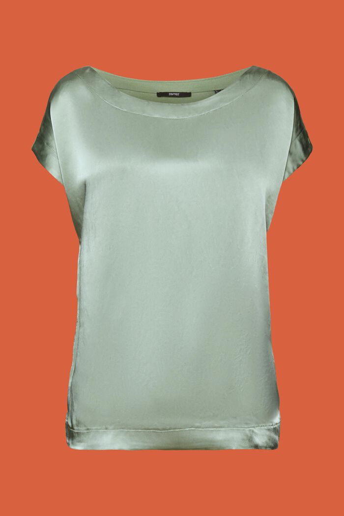 Mixed material t-shirt, LENZING™ ECOVERO™, PALE KHAKI, detail image number 6