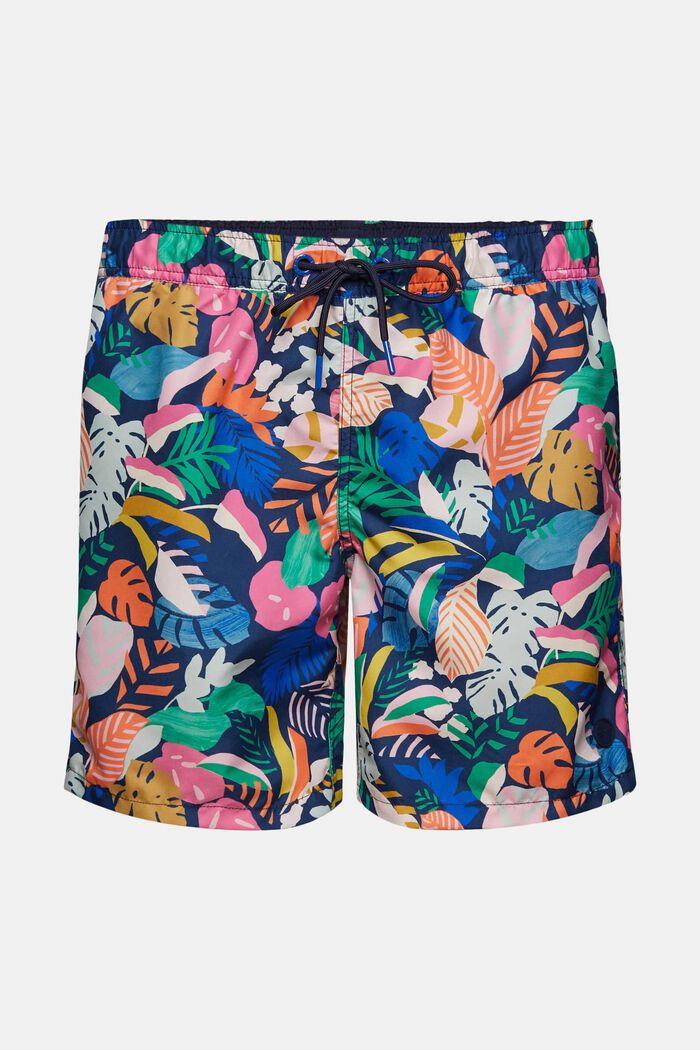 Swim shorts with a tropical print