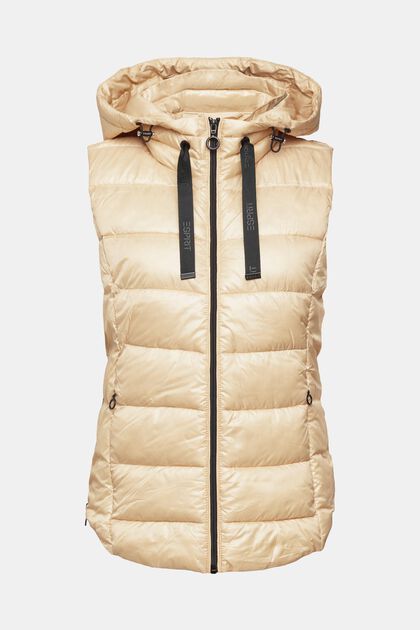 Quilted body warmer with detachable hood, CREAM BEIGE, overview