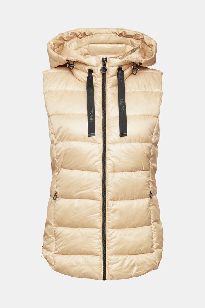 Quilted body warmer with detachable hood, CREAM BEIGE, detail image number 4