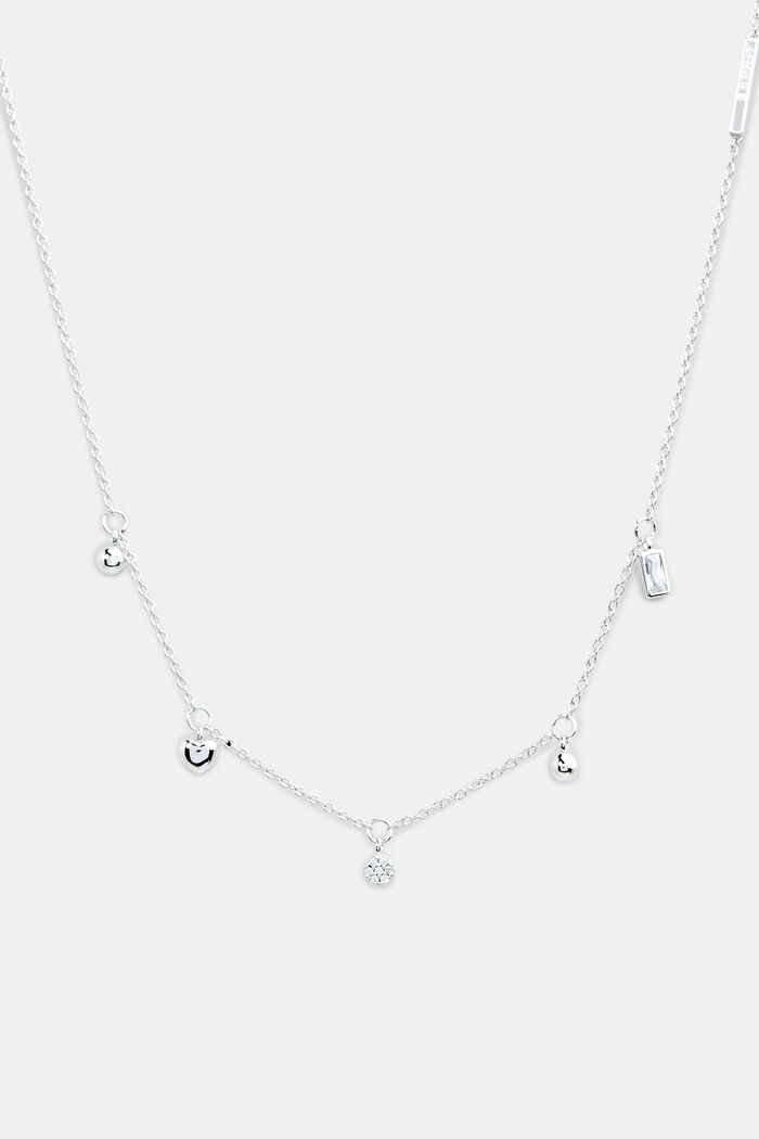 Necklace with charms, sterling silver, SILVER, detail image number 0