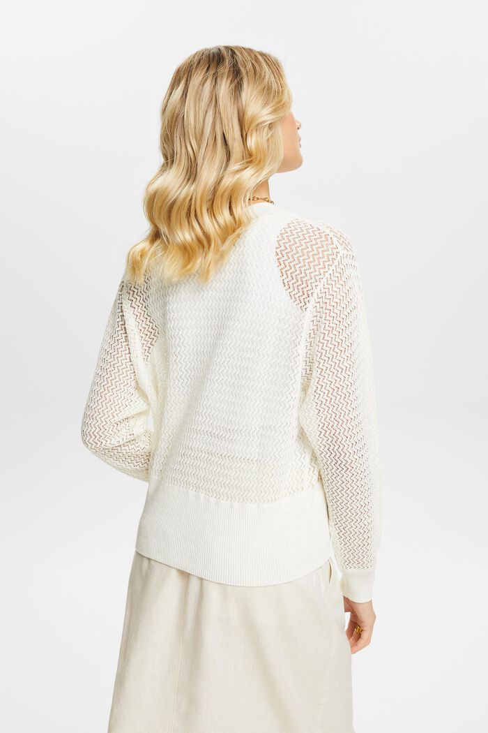 Structured V-Neck Sweater, OFF WHITE, detail image number 2