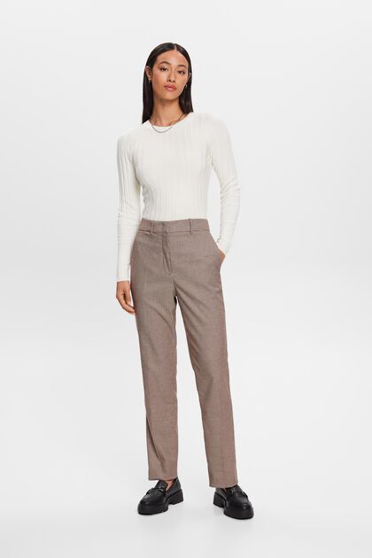 Wide Leg High-Rise Houndstooth Pants