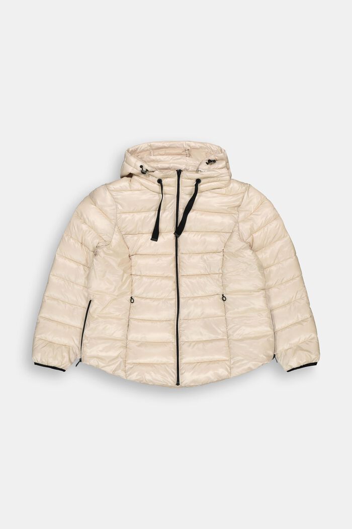 CURVY recycled: lightweight quilted jacket with a hood, CREAM BEIGE, detail image number 0