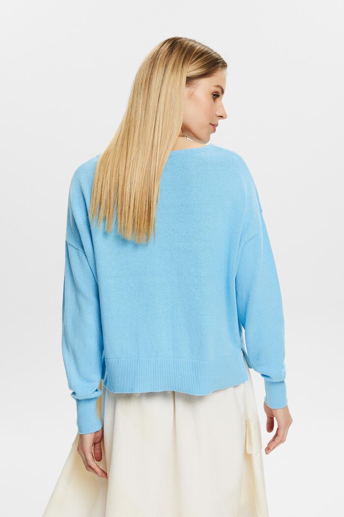Cotton-Linen Sweater, LIGHT TURQUOISE, detail image number 2