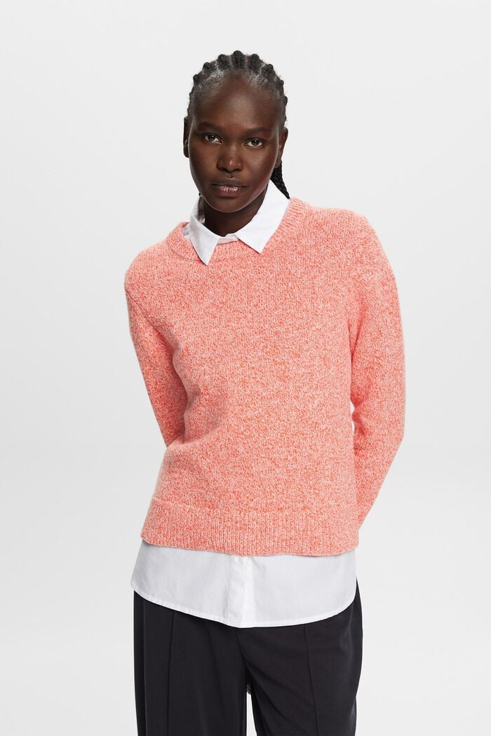 Crewneck jumper, wool blend, BRIGHT ORANGE, detail image number 0