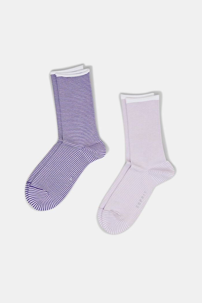 2-pack of striped socks, organic cotton, LILAC, detail image number 0