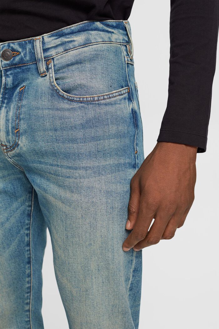 Stonewashed slim fit jeans, organic cotton, BLUE MEDIUM WASHED, detail image number 0