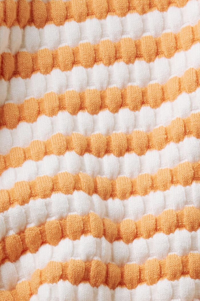 Striped bubble knit sweater with cropped sleeves, GOLDEN ORANGE, detail image number 5