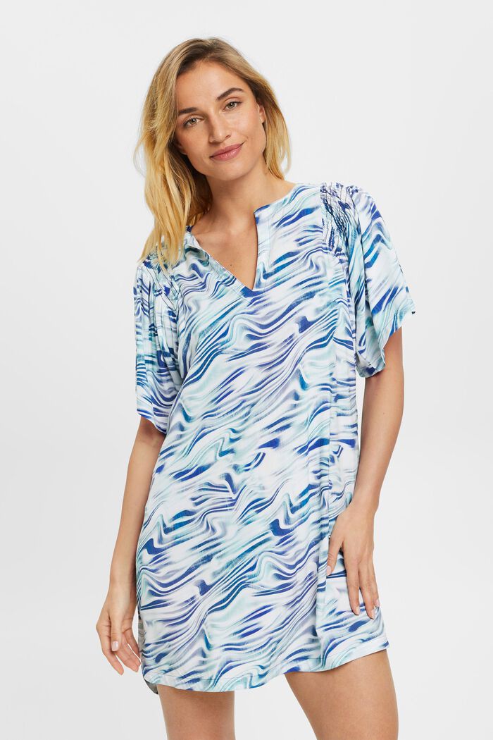 Tunic-style beach dress with all-over pattern, INK, detail image number 0