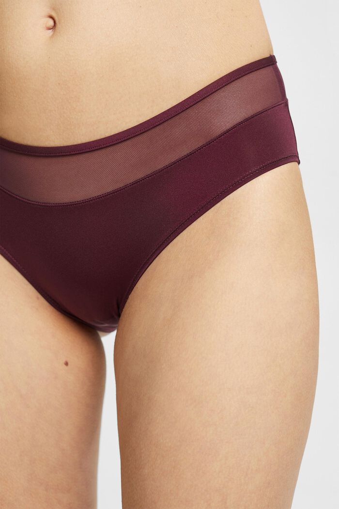 Microfibre shorts with mesh waistband, BORDEAUX RED, detail image number 2