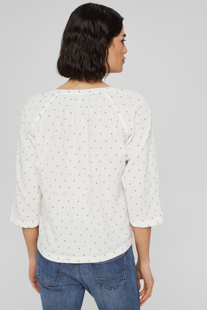 Patterned blouse with a cup-shaped neckline, OFF WHITE, detail image number 3