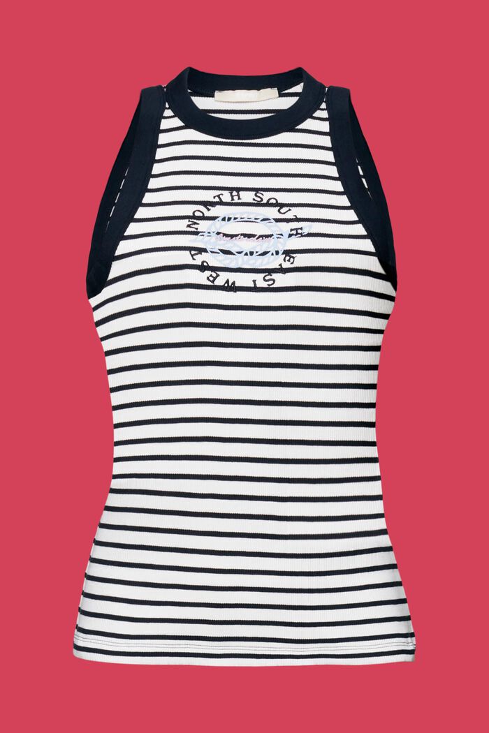 ESPRIT - Embroidered ribbed tank top with print at our online shop
