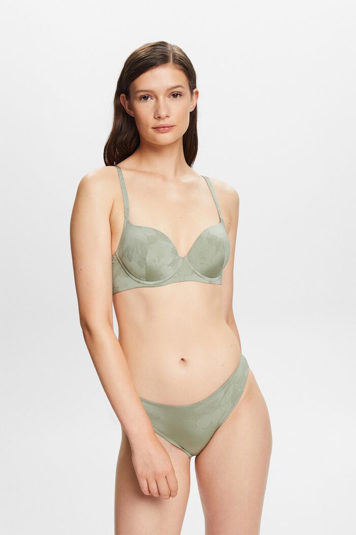 Padded Underwire Microfiber Bra, DUSTY GREEN, detail image number 0