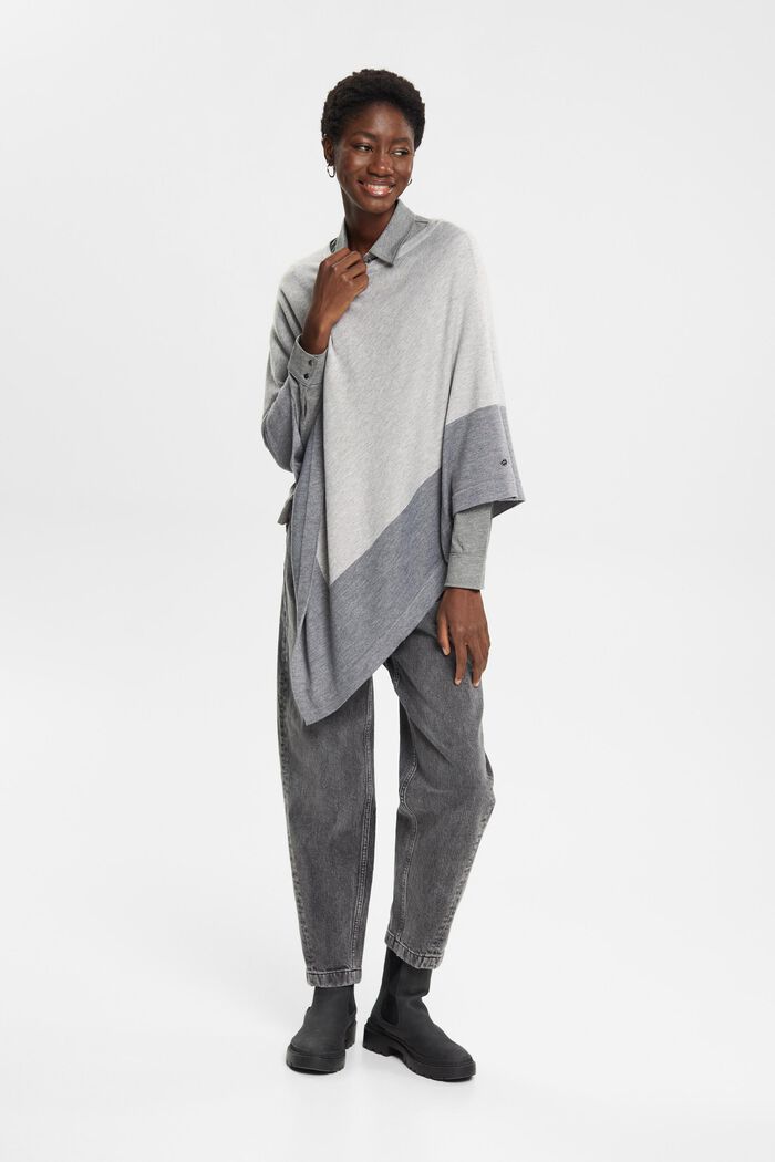 Two-tone poncho, LIGHT GREY, detail image number 3