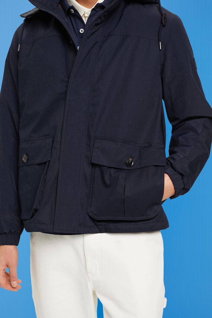 Utility jacket with detachable hood, NAVY, detail image number 4