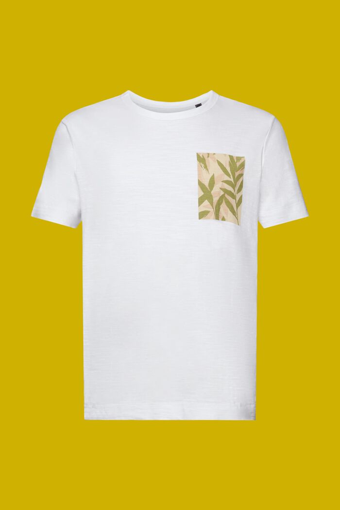 Jersey t-shirt with chest print, 100% cotton, WHITE, detail image number 6