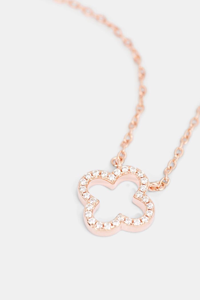 Necklace with zirconia pendant, sterling silver, ROSEGOLD, detail image number 1