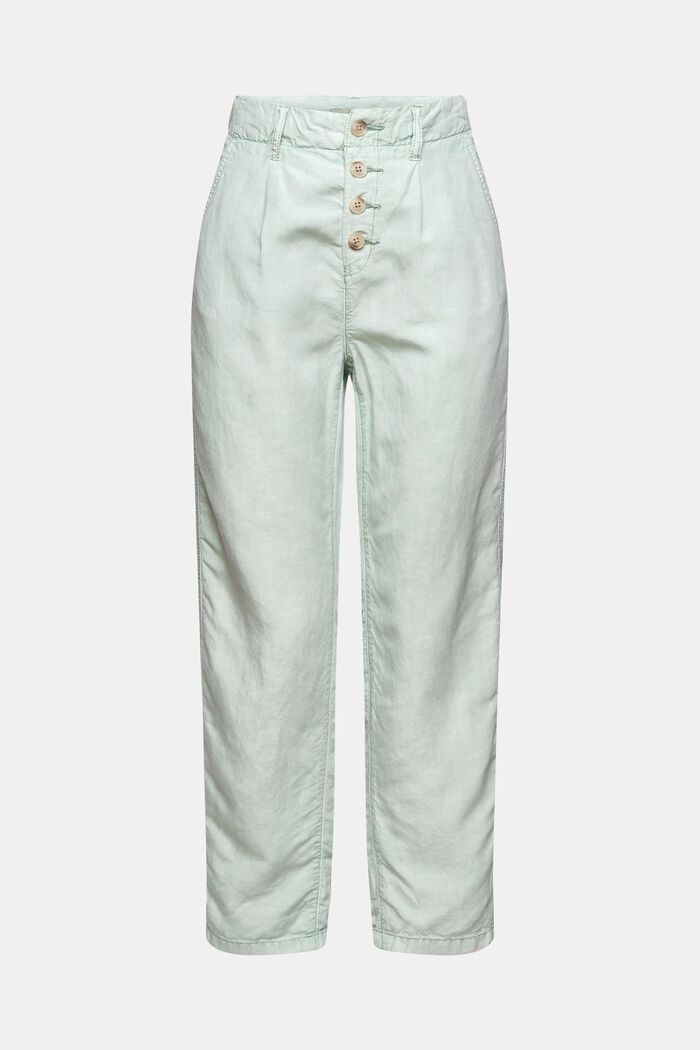 Linen blend: trousers with a button placket
