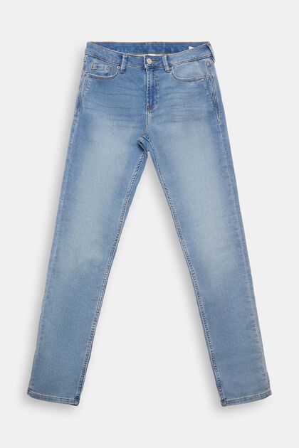 Stretch jeans made of blended organic cotton, BLUE LIGHT WASHED, overview